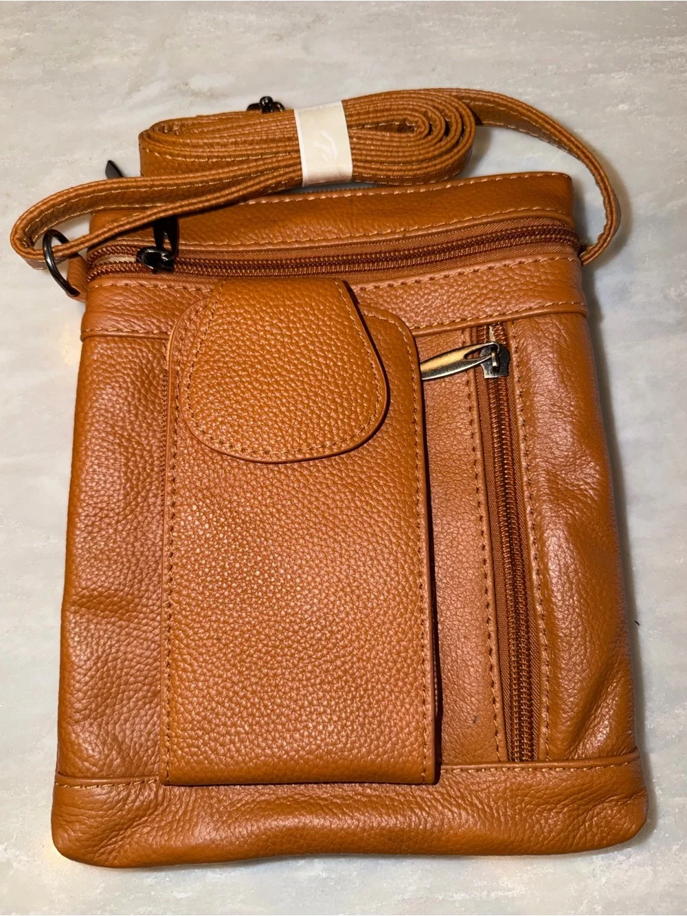 Genuine Leather Tan Crossbody Sling Bag for Women
